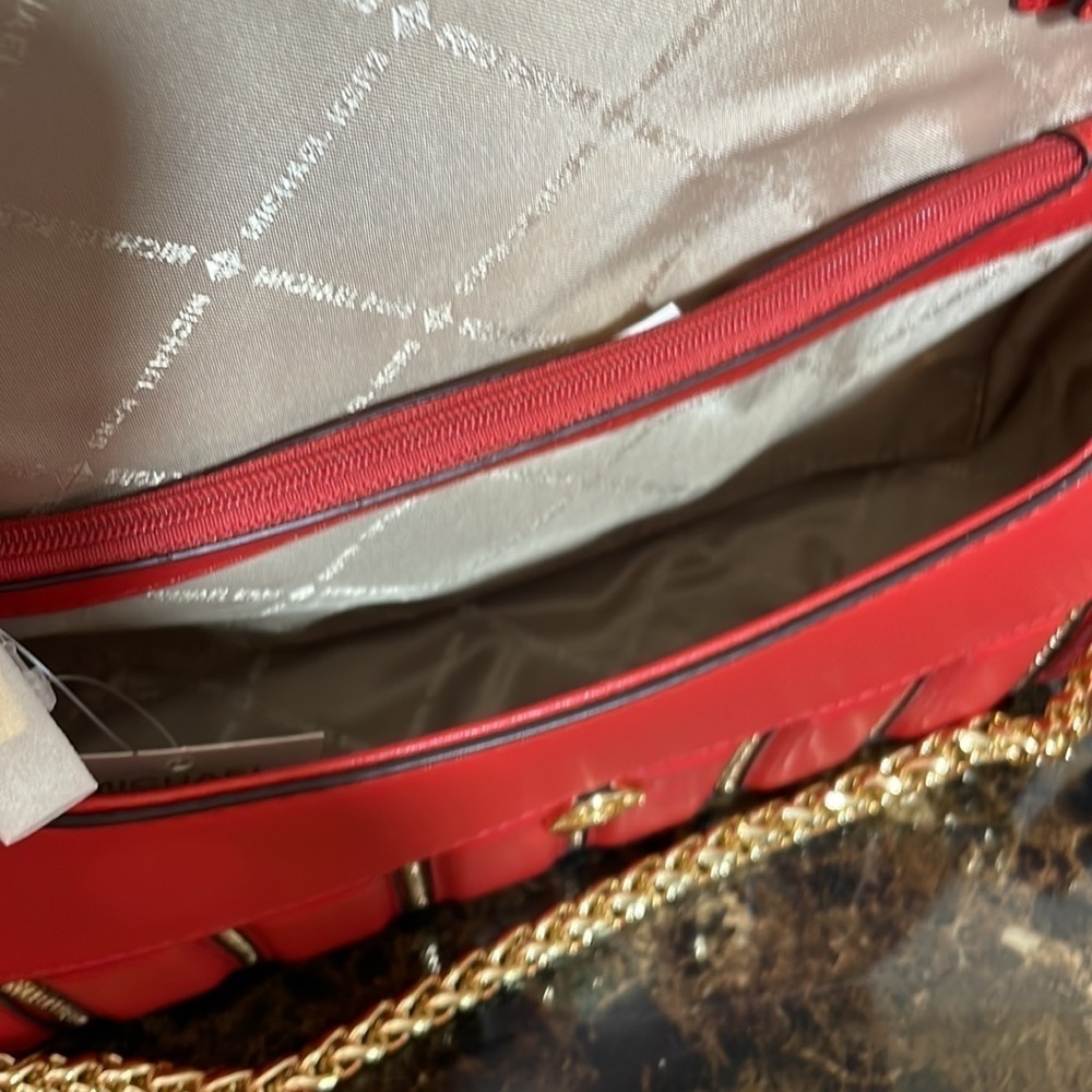 Michael Kors ❤️ chain link red shoulder bag crossbody - Picture 10 of 14